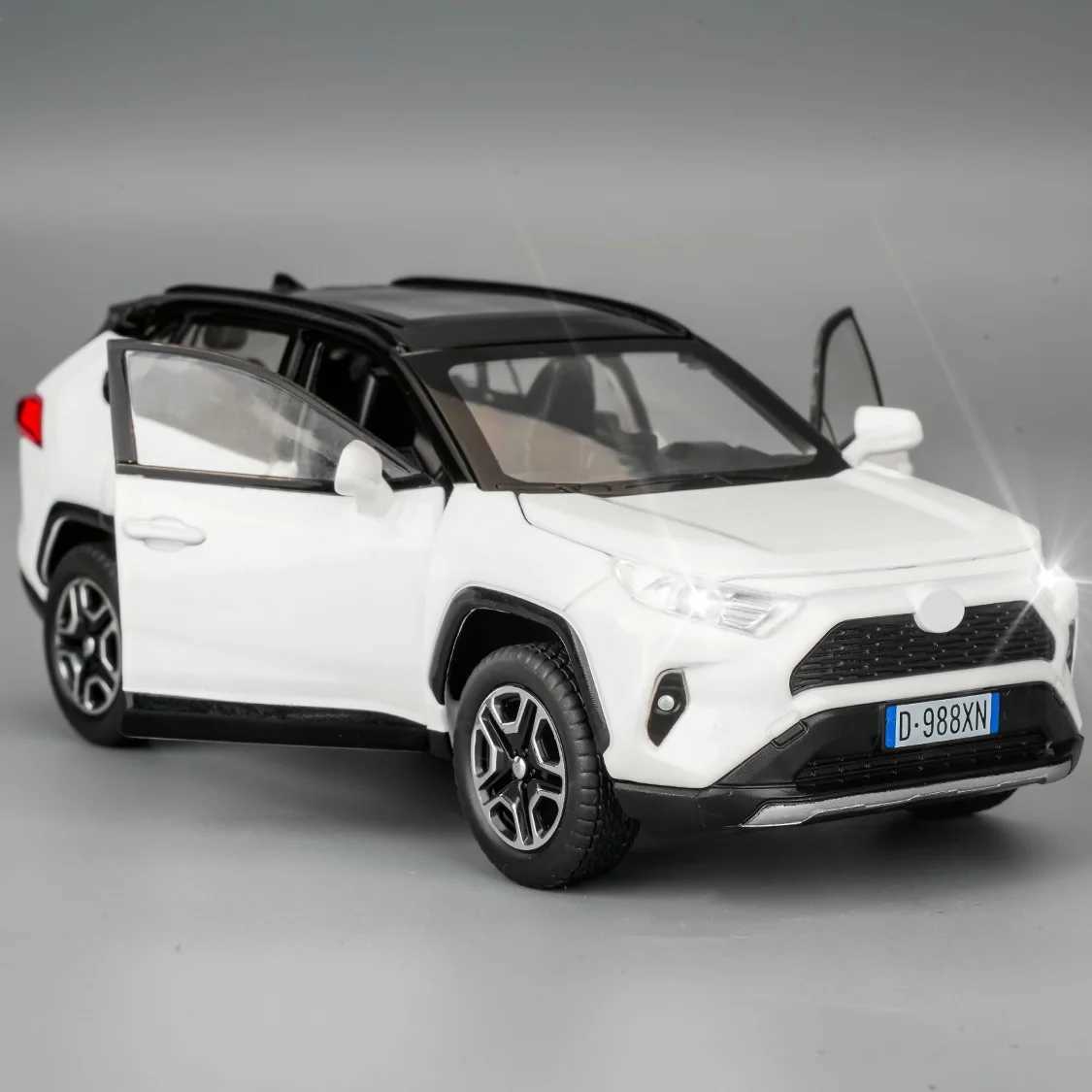 Model 1/32 RAV4 Alloy Diecast Collectible Car with Light and Sound Toy Vehicle Door Can Be Opened for Boys Kids Toddler Free shipping
