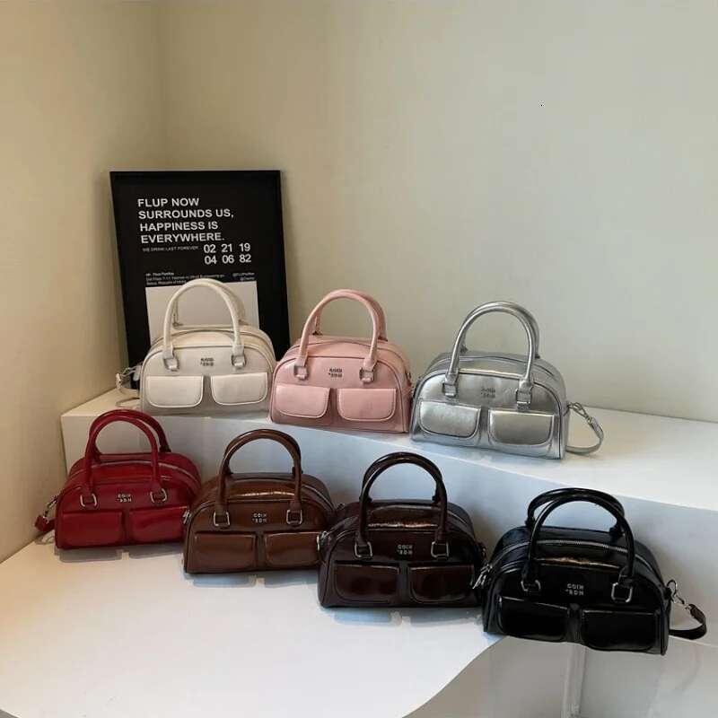 New Product Double Pocket Solid Color PU Horizontal Small Square Crossbody Bag Simple Zipper Fashion leisure Designer trend Women s Handbag