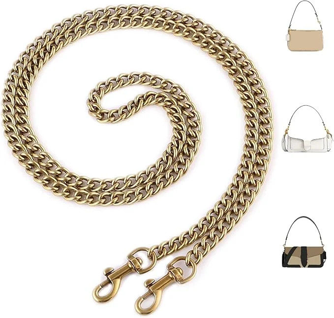 Iron Flat Chunky Gold Chain Strap for Replacement Purse Shoulder Bag Handbag StrapsCompatible with Nolita 19/Tabby 26/Georgie 250224