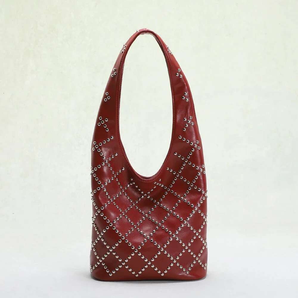 Leopard Rivet Bucket Bags For Women Handbags Designer Soft Shoulder Bag Punk Studded Shopper Purses Female Clutch Tote
