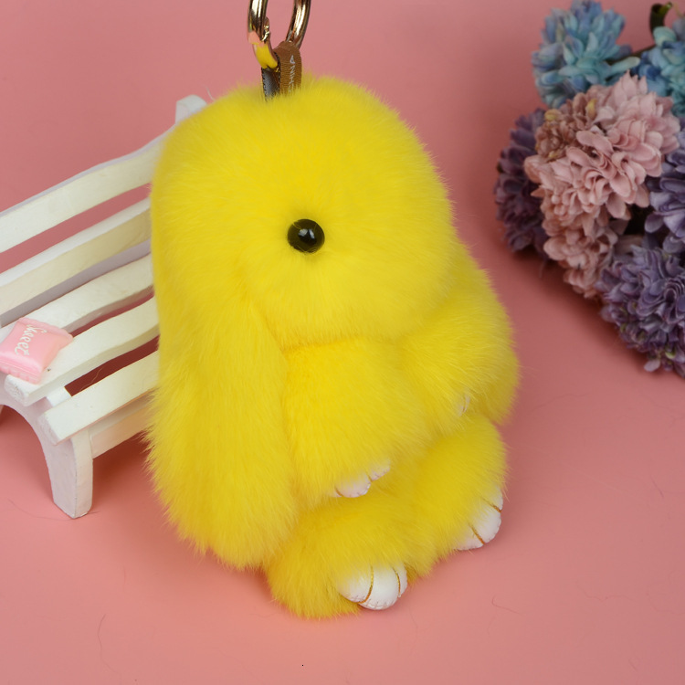 Keychains Lanyards Cute Natural Rabbit Fur Pom Bunny Key Chain Women Rabbits Keychain On Bag Car Trinket Doll Jewelry Party Toys Friends Gift 230413
