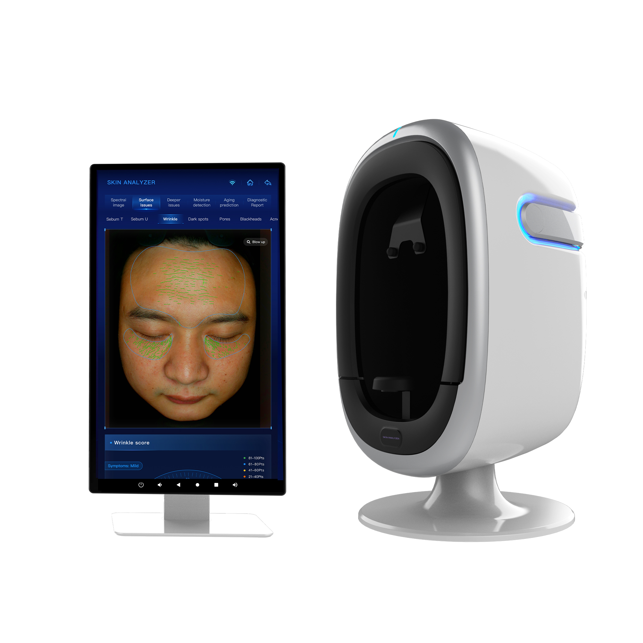 Upgrade Model AISIA O1 3D Face Analyzer AI Skin Problem Detection UV Light Thermal Light 7 Spectral Image Skin Analyzer Machine with 30MP HD Screen