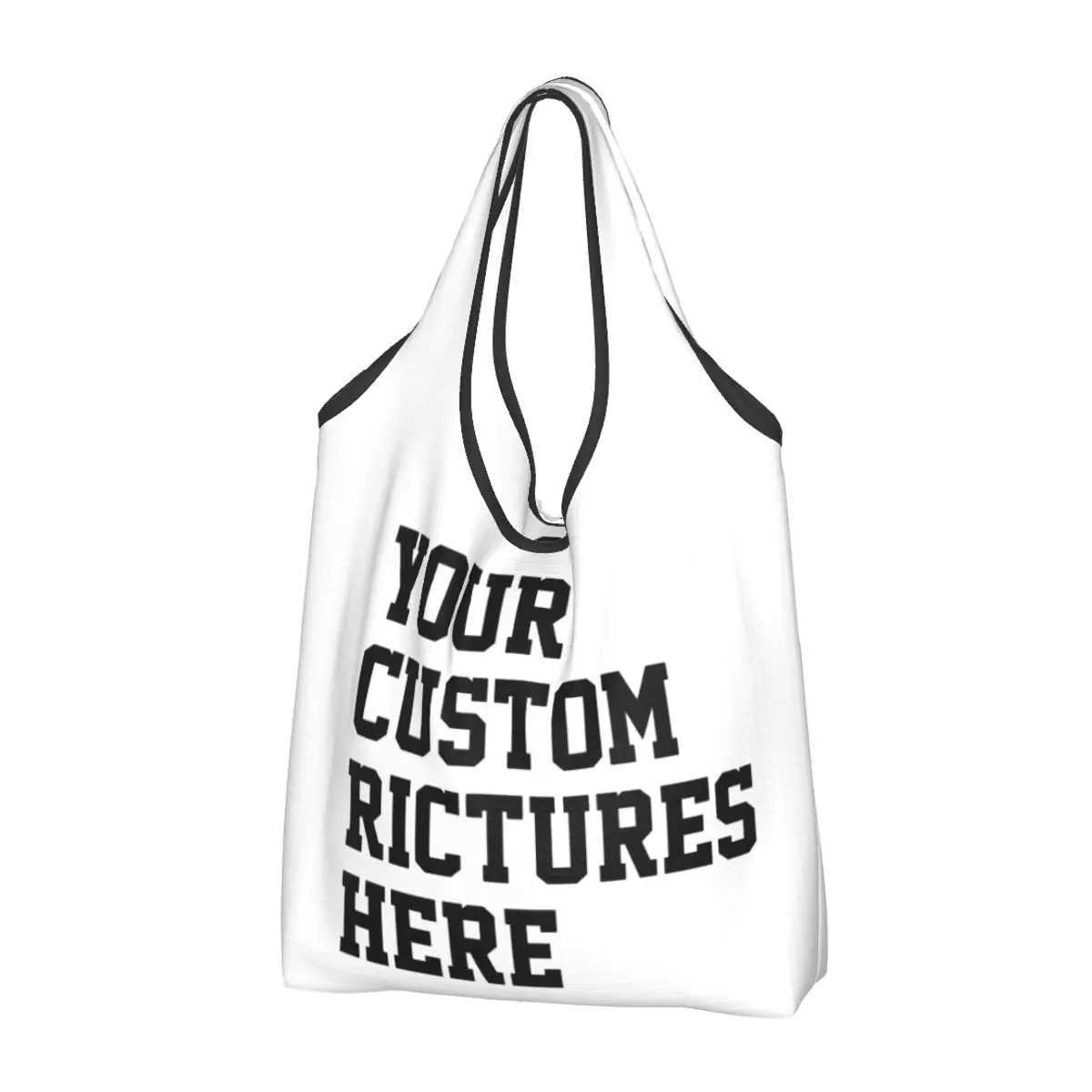 Reusable Customize The Bag You Want Custom Grocery Bags Foldable black white Shopping Bags Large Eco Storage Bag Lightweight Z250224