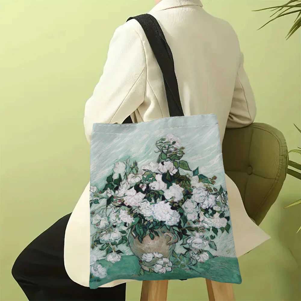 Canvas Bag The Van Gogh Series Print Canvas Bag Lightweight Shoulder Bag Versatile Shopper Bag Holder Handbag Z250224