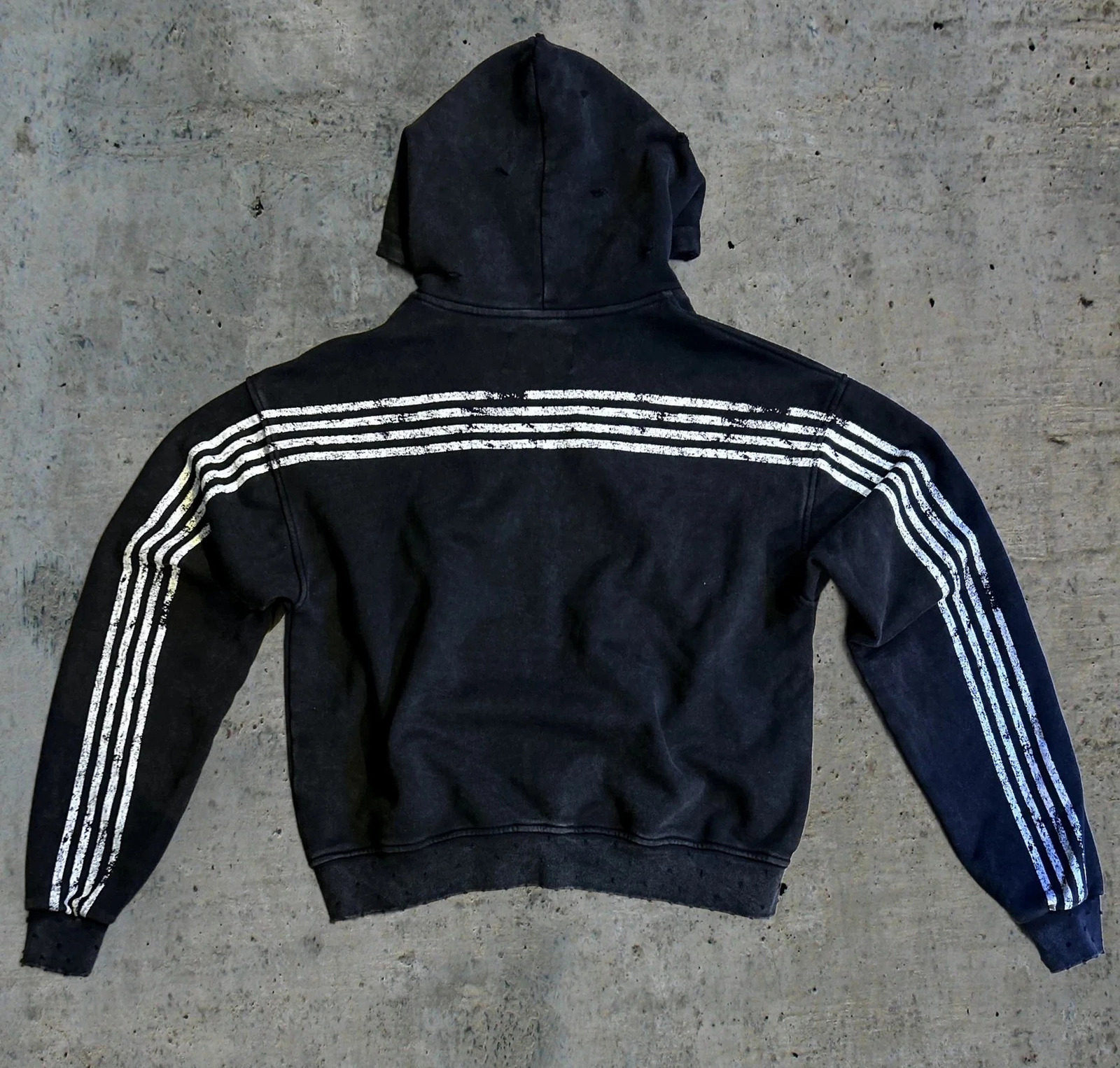 Y2K Classic Stripes Graphic Print Oversized Zipper Hoodie Harajuku Distressed Black Hooded Sweatshirt Gothic Clothing Men Women 250227