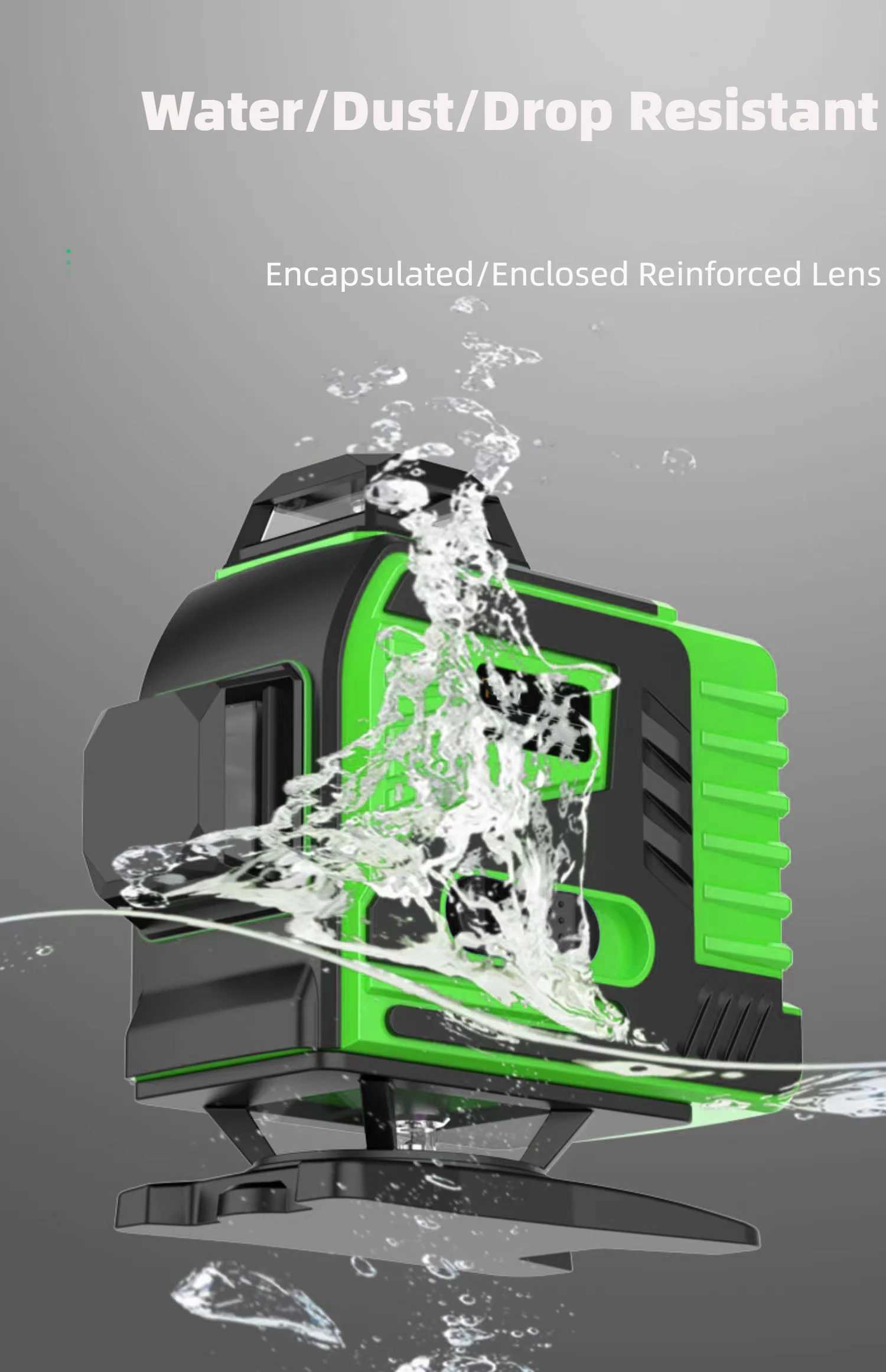 Leveling 16 Omnidirectional Self-leveling Lines Level Wall 360 4D Laser 3 Sticker with batteries Ground Function Tool two X250225