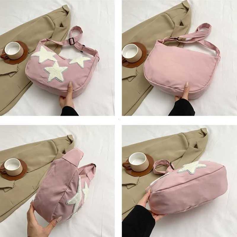 Women Canvas Messenger Shoulder Bag Crossbody Sling Bag Y2k Hobo Bag Pentagram Zipper Satchel Tote Bags Student BookBag Handbag Z250225