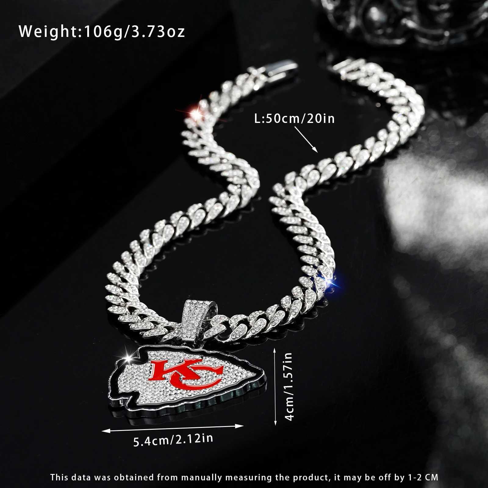 Fl Water Diamond KC Red Letter Pendant Gold Silver Plated Necklace Shining Cuban Chain Fashion Jewelry X250224