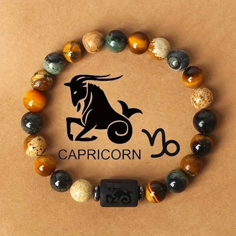 12 Zodiac Signs Constellation Charm Bracelet Men Women Fashion Tiger Eye Stone Beaded Bracelets Virgo Leo Libra Couple JewelryXJ250225