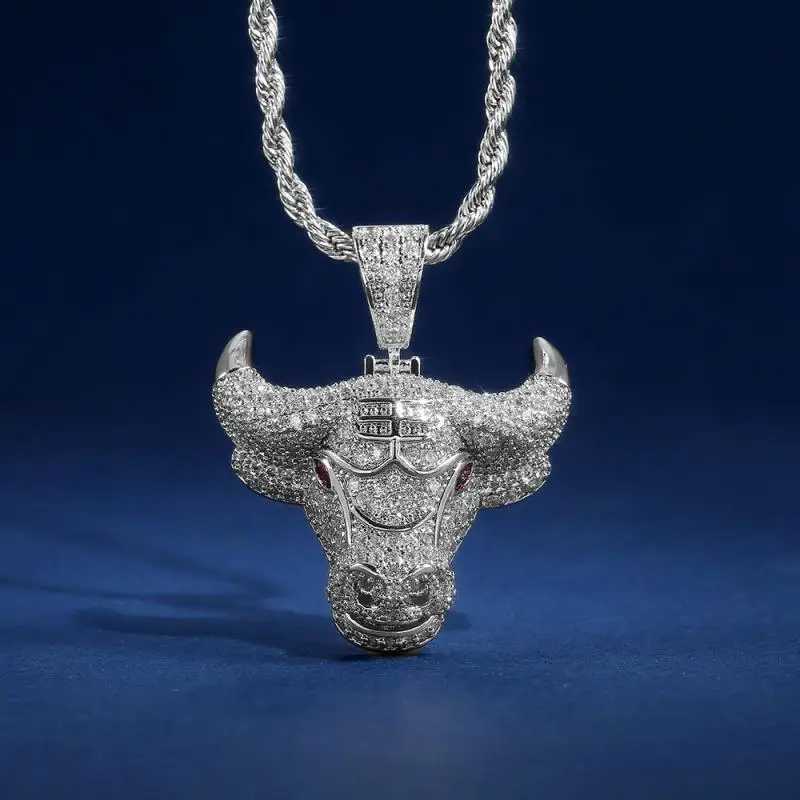 High quality fashionable Fl zircon Bl pendant necklace for men and surprise birthday gift personalized rock jewelry X250224