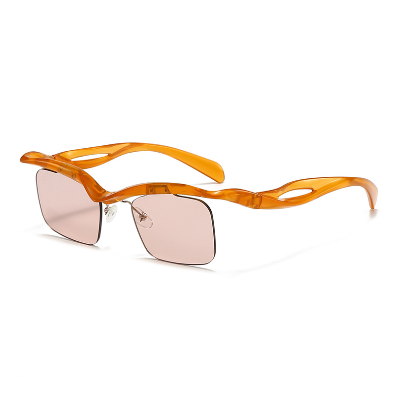 cross-mirror European and American sunglasses, women's square sunglasses, men's fashion anti-ultraviolet half-frame, irregular, frameless su
