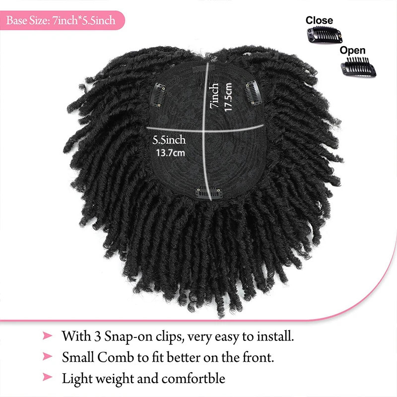 Short Crochet Wigs Synthetic Clips in Hair Toupee Afro Synthetic Braided Half Wig Dreadlock Hairpieces For Men Women 250224