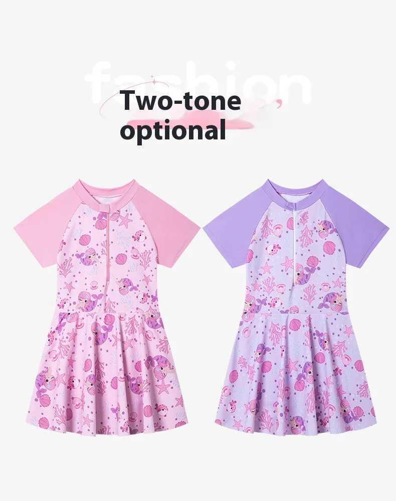 New Kids One-piece Swimsuit Ocean Coral Cartoon Print Kids Swimsuit Cute Princess Swim Dress Little Fresh Girls Swimsuit X250224