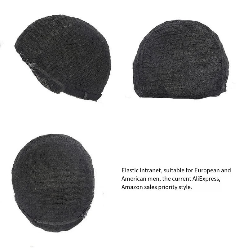 Brown wig fluffy wig mens short straight hair long bangs selling mens synthetic fiber head cover 250224