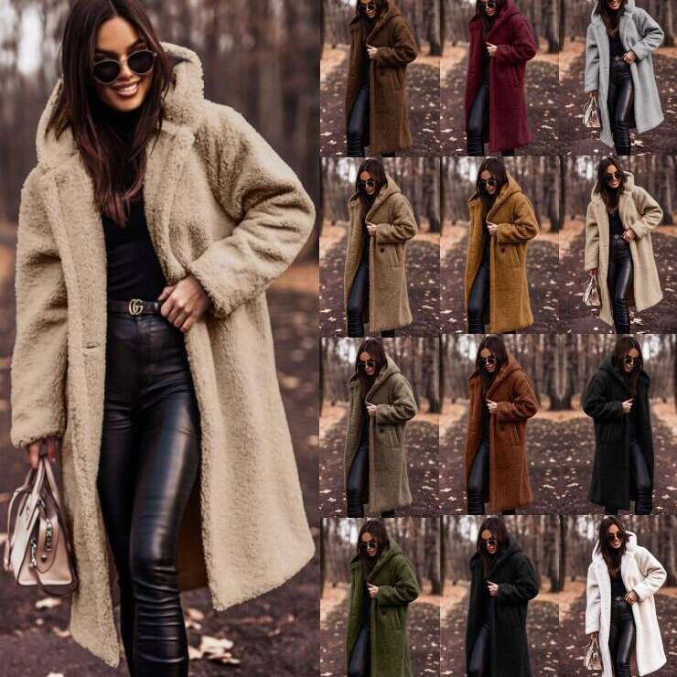 Autumn And Winter Fashionable Long Sleeved Woolen Women's Coat In Clean Color