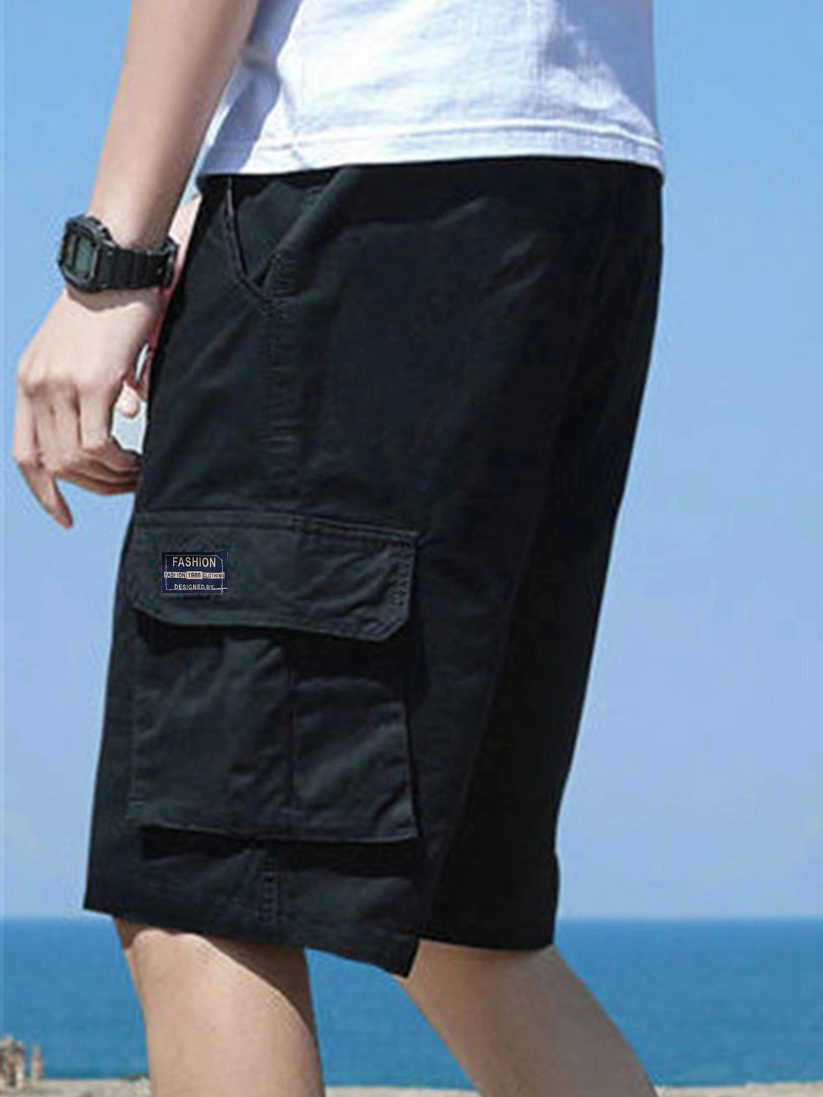 US Oversized 5XL Summer Solid Shorts Men Big Size Social Elastic Waist Men Shorts Outwear Black Beach Chubby Cargo Shorts 250224