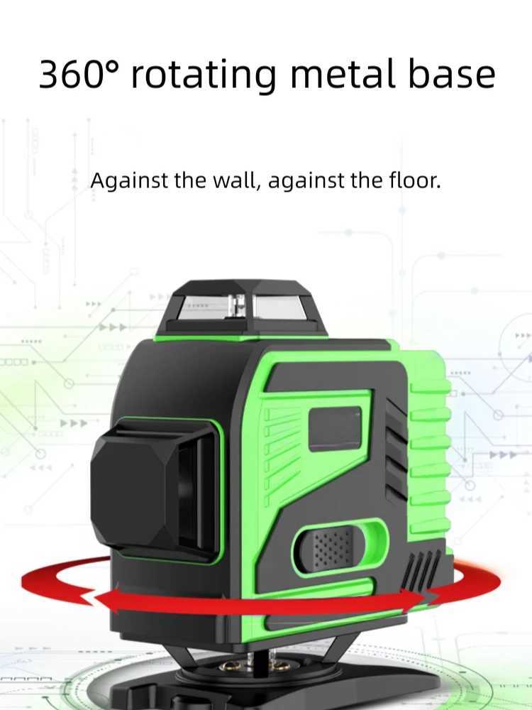 Leveling 16 Omnidirectional Self-leveling Lines Level Wall 360 4D Laser 3 Sticker with batteries Ground Function Tool two X250225