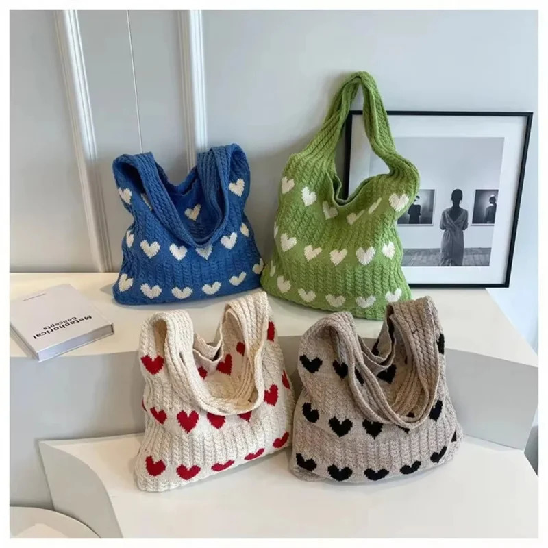 Knitted Bag Handbags Female Large Capacity Womens Shoulder Bag Summer Beach Bag Purses Casual Hollow Woven Shopping 250224