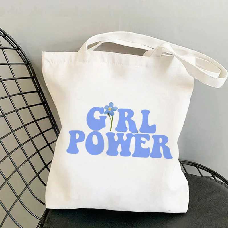 2024 Shopper GIRL POWER Personality Printed Tote Bag Women Harajuku Shopper Handbag Girl Shoulder Shopping Bag Lady Canvas Bag Z250224