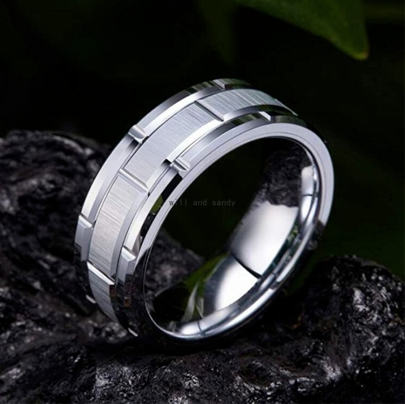 Groove Ring Band Finger Stainless Steel Gold Hiphop Wedding Bands Women Men Fashion Jewelry Will and Sandy