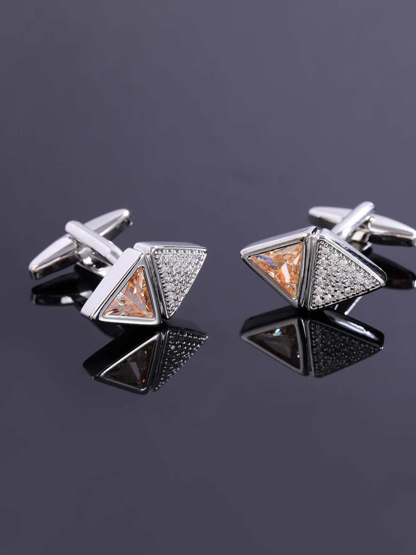fashion mens double triangle zircon cufflinks light mens suit accessories French shirt sleeve nail everything 250220