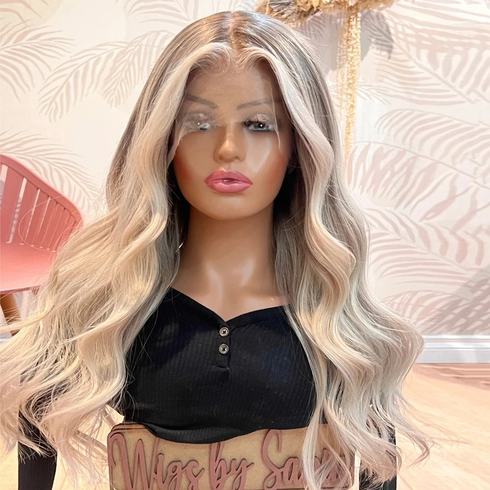 250 Density Brazilian Body Wave 13x6 HD Lace Front Wigs Human Hair 30 Inch Ombre Blonde Water Wave 13x4 Lace Frontal Wig for Women Ready To Wear