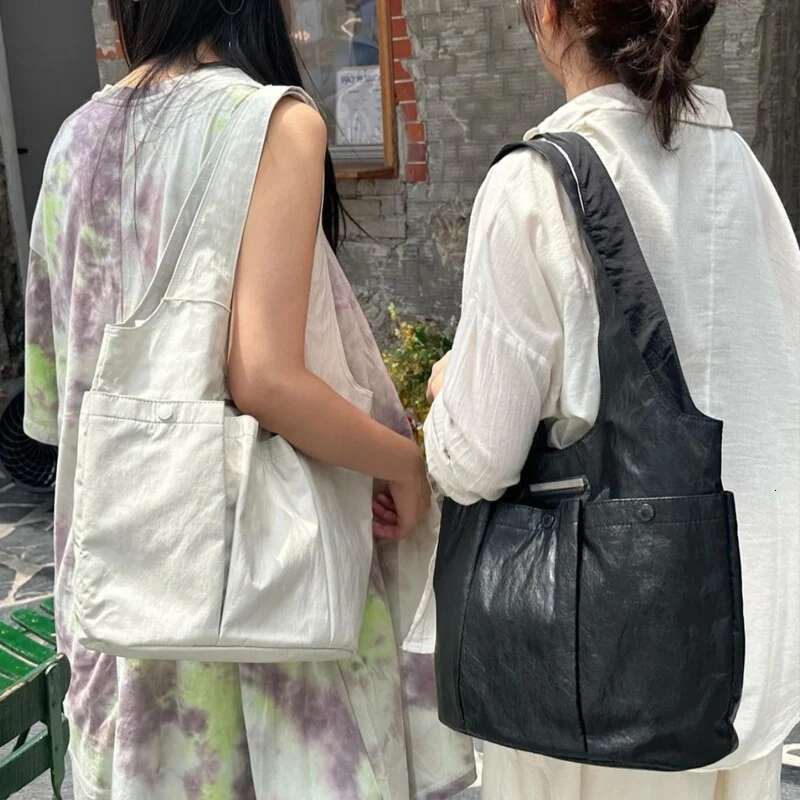 Korean Casual Tote Bag For Women Designer Handbag Purse 2024 New In PU Sequined Button Multiple Pockets Underarm Shoulder