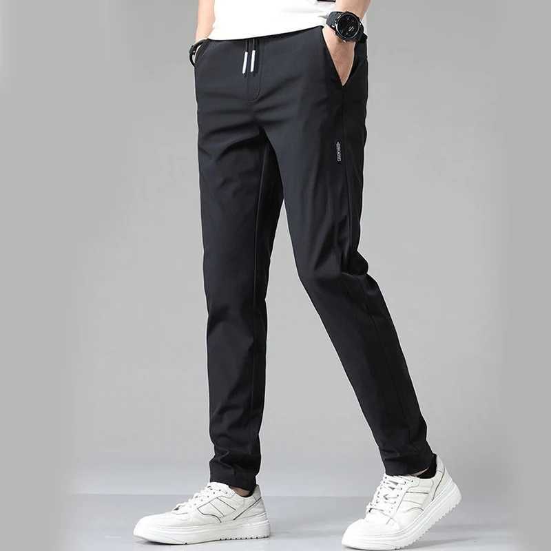 Summer thin mens casual pants with elastic waist and cropped cotton linen ice silk youth mens pants cropped pants trendy pan W250225