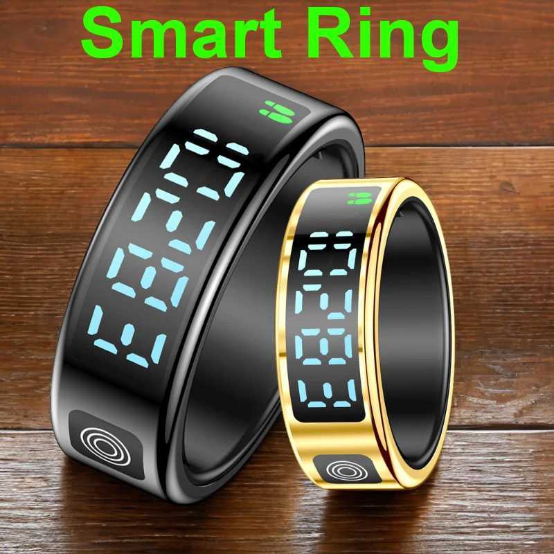 New SR08 Smart Ring LED Display Heart Rate Gesture Scan Video Sleep Monitor 5ATM Waterproof Fitness Tracker Ring W250225