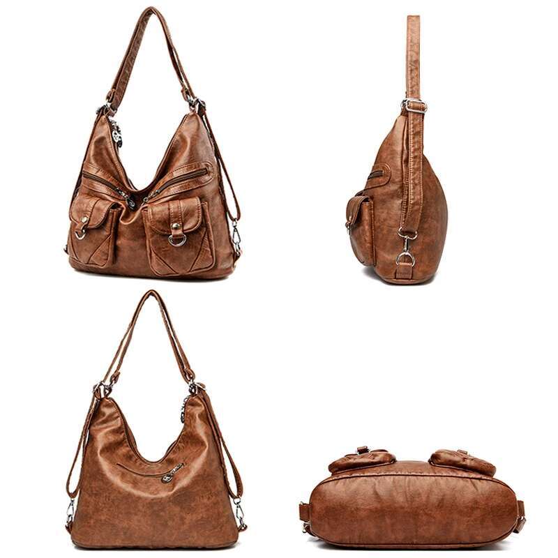 Large Multifunction Women Backpacks Leather School Bags For Teenage Girls Shoulder Bag Ladies Travel Backpack Mochilas