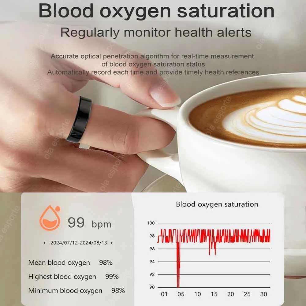 New Smart Ring 2024 3ATM Waterproof Suitable for Xiaomi iPhone Ring Mens 24-hour Health Monitor Gesture Control Multi sport Function W250225