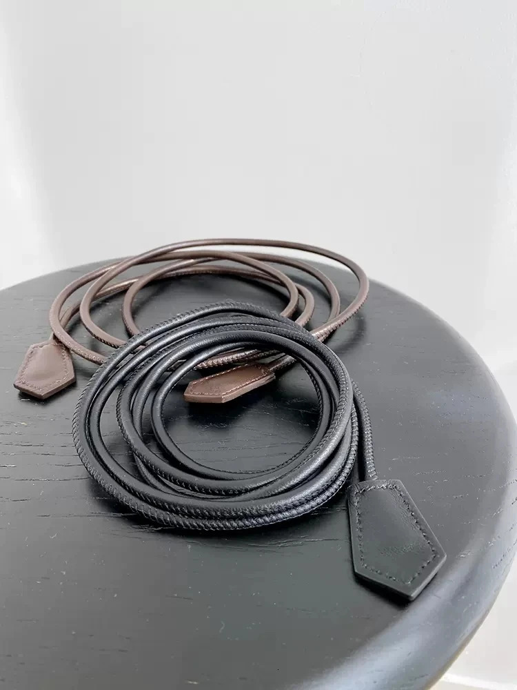 Fashion Sheepskin Genuine Leather rope belt Women Retro knotted waist pant adjust dresses accessories women belt rope 250221