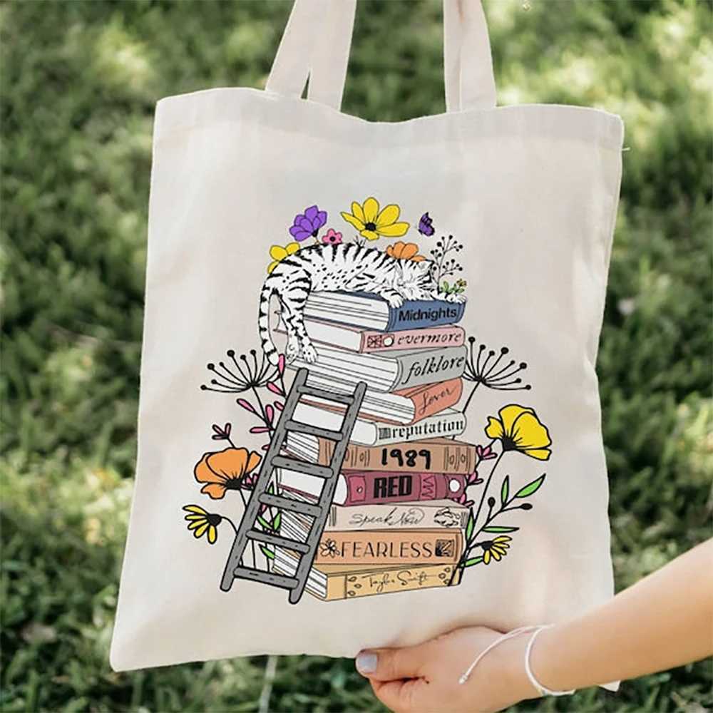 Taylors Version Tote Bag Music Inspired TTPD Album Print Canvas Bag Eras Tour Anti Hero Tote Cute Travel Bag Fashion Handbag Z250224