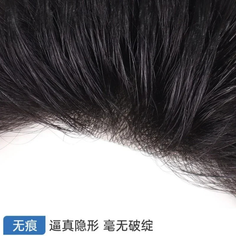 6Inch Human Hair 16x18cm Men Toupee Clip in Hair Topper Replacement System Capillary Prothesis Male Hair Wig 250224