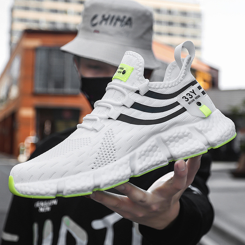 Lightweight running shoes for men soft sole cushioned flying mesh sneakers for men Breathable Comfortable soled men's shoes