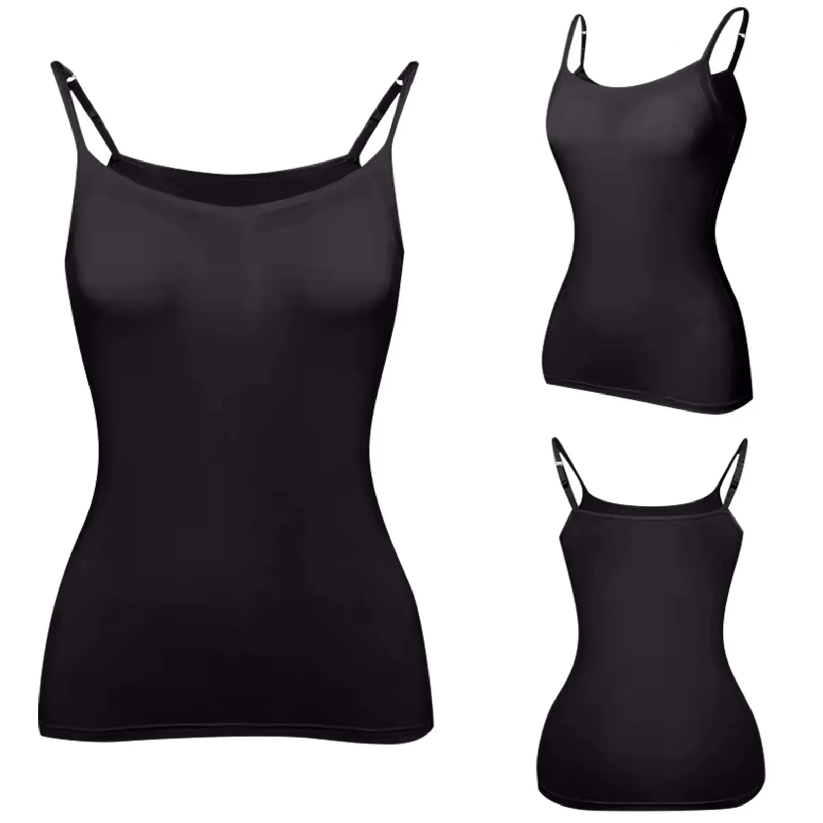 Padded Bra Tank Top Women Modal Spaghetti Solid Cami Top Vest Female Adjustable Camisole With Built In Bra Fitness Clothing 250224