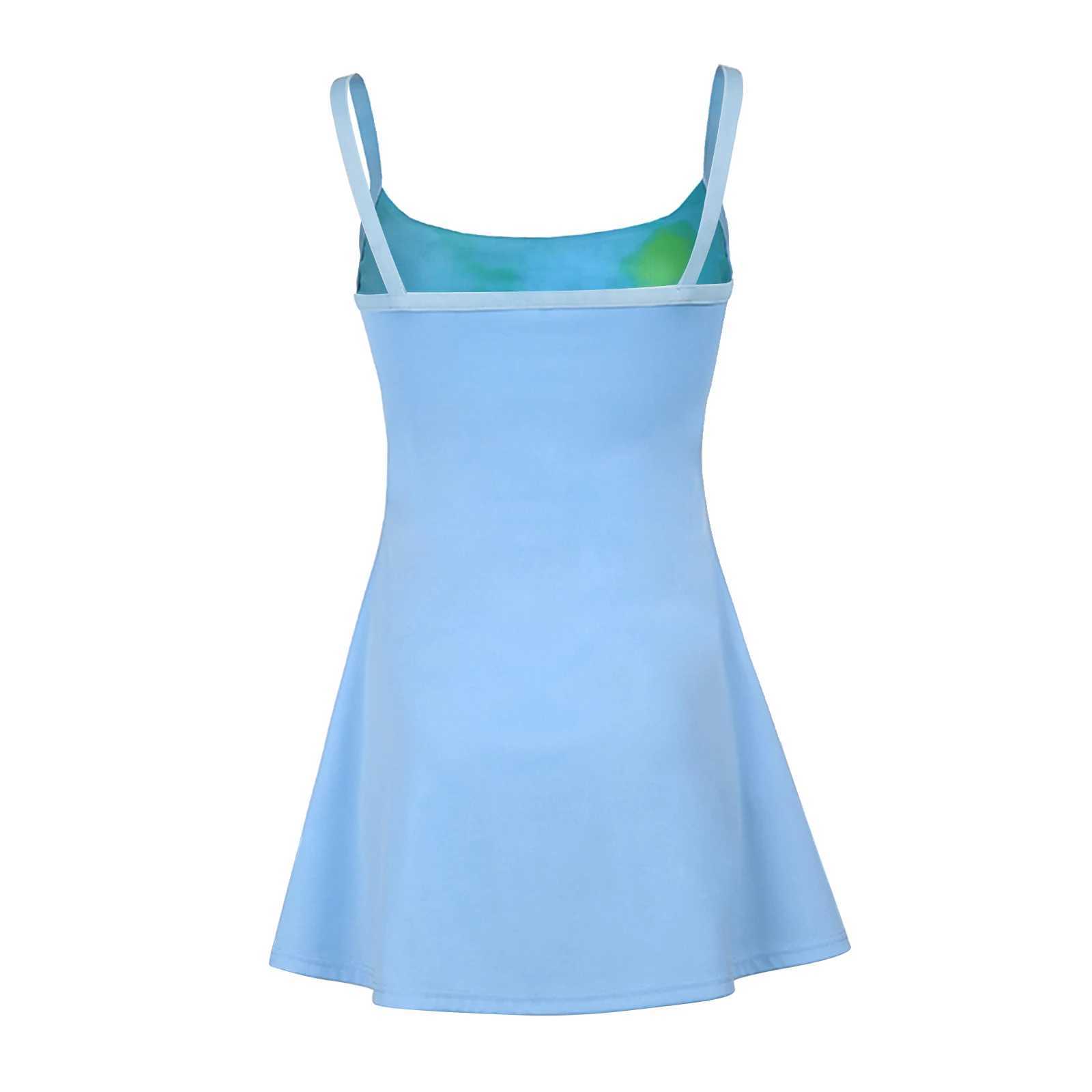 2024 Womens Y2K Thin Sveless Suspender Short Skirt Summer New Fashion Color Matching Versatile Mini DressXJ250224