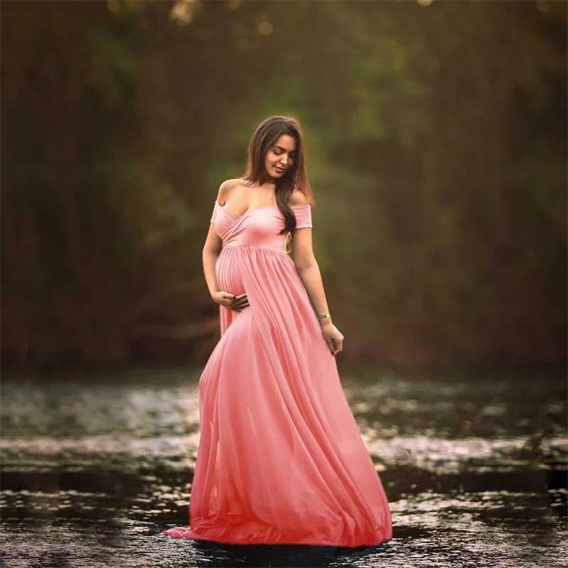 Sexy Shoulderless Maternity Dresses Photoshoot Ruffles Pregnancy Maxi Gown Pregnant Women Dress Photography Props Mermaid Dress X250224