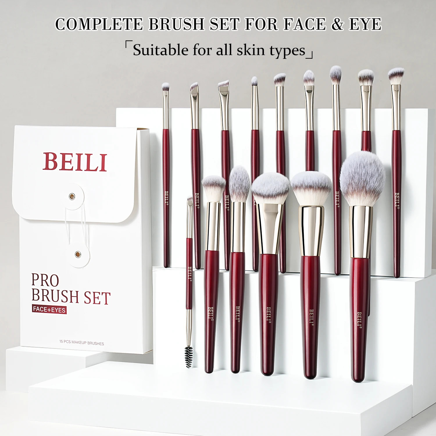 BEILI Soft 8/9/15/30Pcs Makeup Brushes Suitable for Foundation Powder Concealer Eyeshadow Eyebrow Eyelashes Eyeliner Brush Set 250224