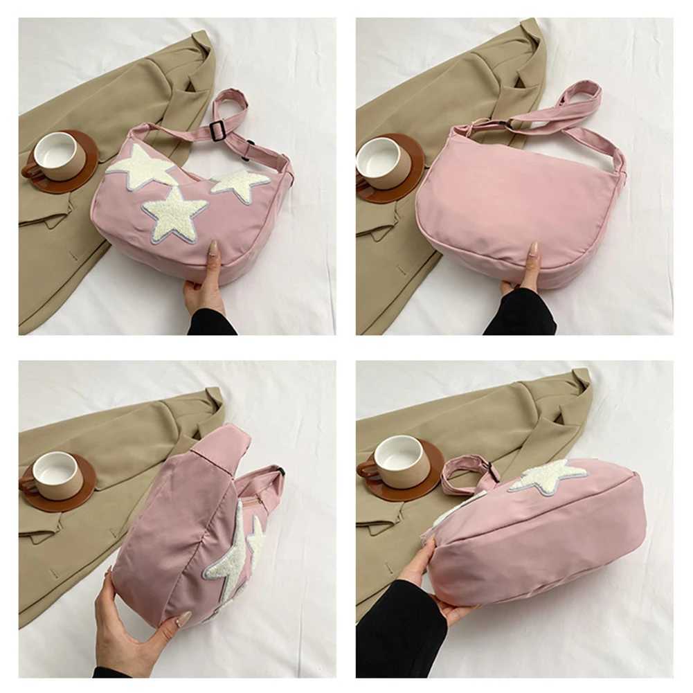 Womens star shaped shoulder bag adjustable shoulder strap pentagonal shoulder bag zippered handbag student backpack Z250225