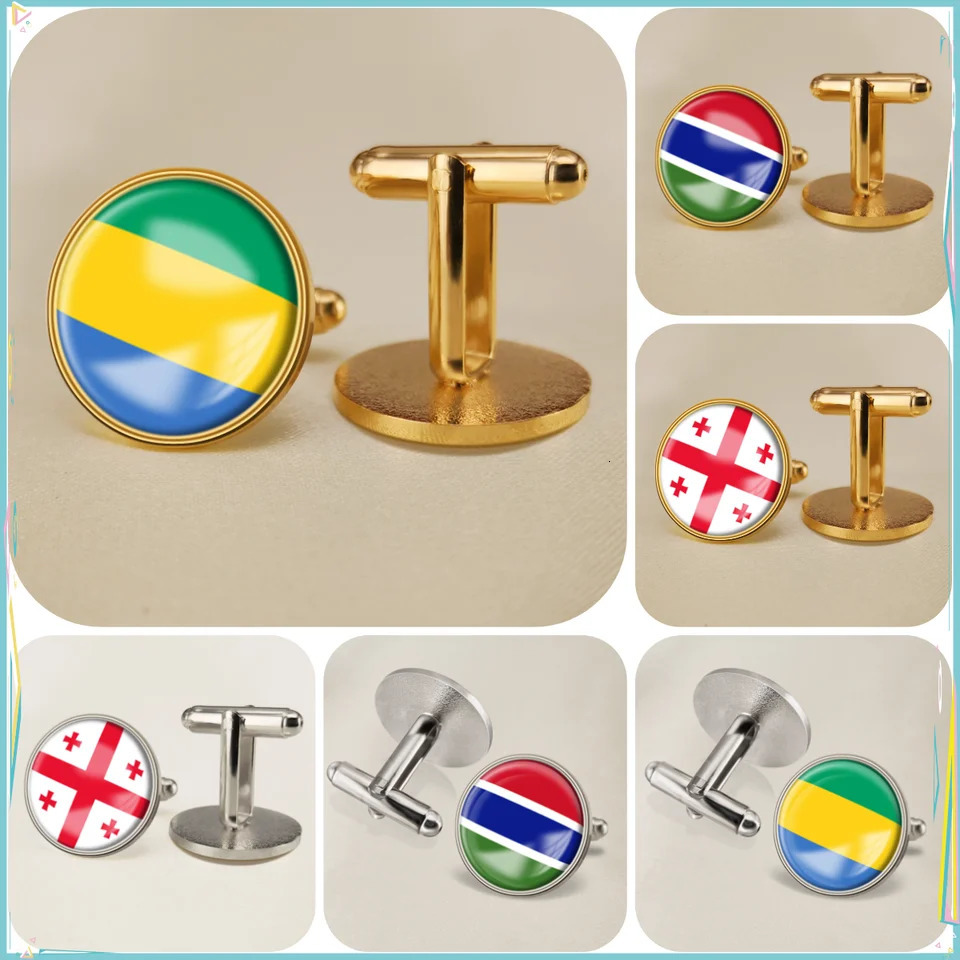 Gabon Gambia Georgia National Emblem Flag Cufflinks 250220