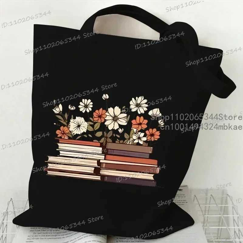 Just A Girl Who Loves Books Canvas Tote Bag Women Reusable Shopper Bag Vintage Rose Books Fashion Read Lover Shoulder Handbags Z250224-1