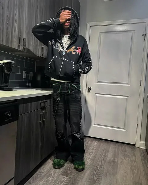 Y2K Classic Stripes Graphic Print Oversized Zipper Hoodie Harajuku Distressed Black Hooded Sweatshirt Gothic Clothing Men Women 250227