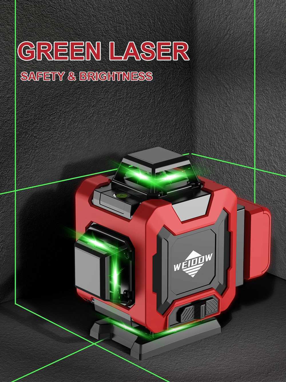 WEIDDW Professional Laser level 4D 16 Lines with 39.37 Inch (1M)Tripod 360Self-leveling Laser Levels Green Beam Level Laser X250225