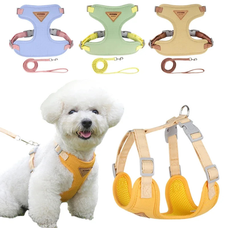 Puppy Harness Leash Set for Small Medium Dog Cat Vest Breathable Pet Chest Strap French Bulldog Chihuahua Poodle Pet Supplies 250224