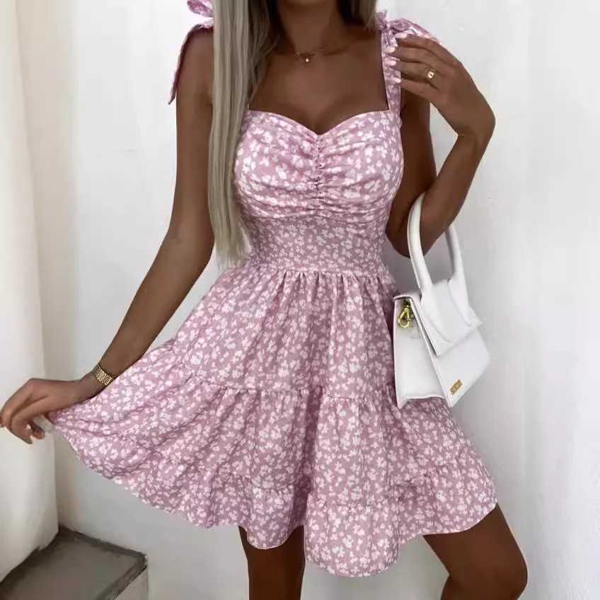 Women Summer Dress Sexy Strapless Bow Tie Vacation Boho Beach Short Sweet Dresses Vestidos Backless Ele Dresses One Piece LadiesXJ250224