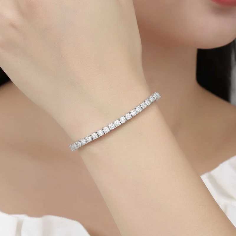 Luxury Hiphop and Out 4mm Cubic Zirconia Crystal Tennis Bracelets For Women Men Gold Color Silver Color Bracelet Chain JewelryXJ250225