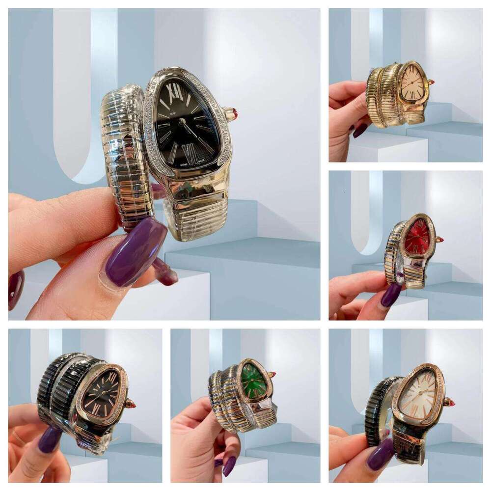 Hot Sale Luxury Snake Watch Designer Ladies Diamond Quartz Wristwatches Bracelet Snake Shaped High Quality Diamond Automatic Female snake watch 37