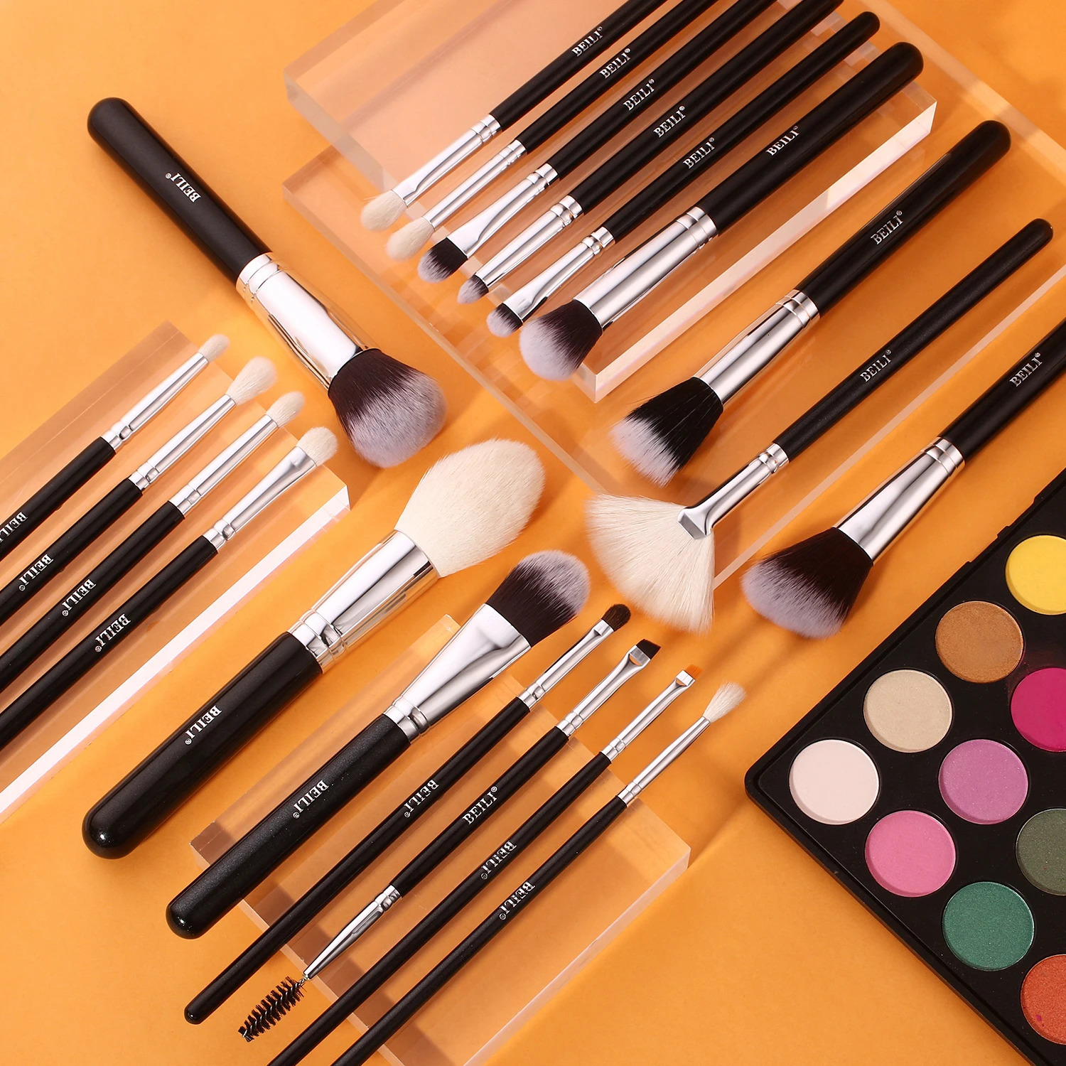 BEILI Black Makeup brushes set Professional Natural goat hair brushes Foundation Powder Contour Eyeshadow make up brushes 250305