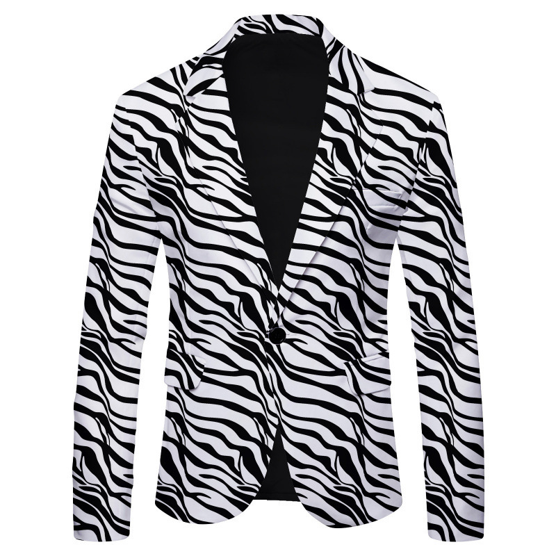 F225Elegant Men's Casual Suiting with Artful Print - British Slim Cut Jacket